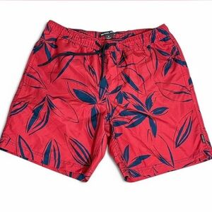 Michael Kors  Men's Red Swim Shorts with Leaf Print Size Medium